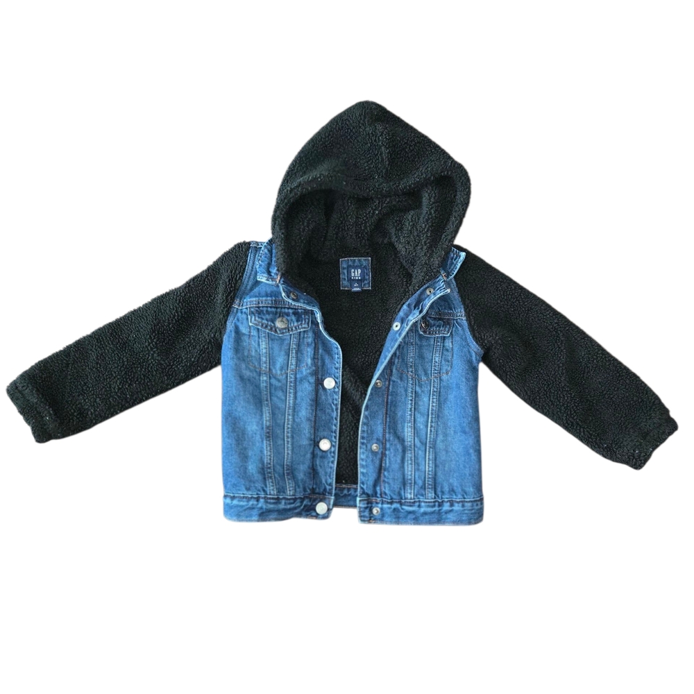 GAP Kids denim sherpa hoodie jacket, size 10